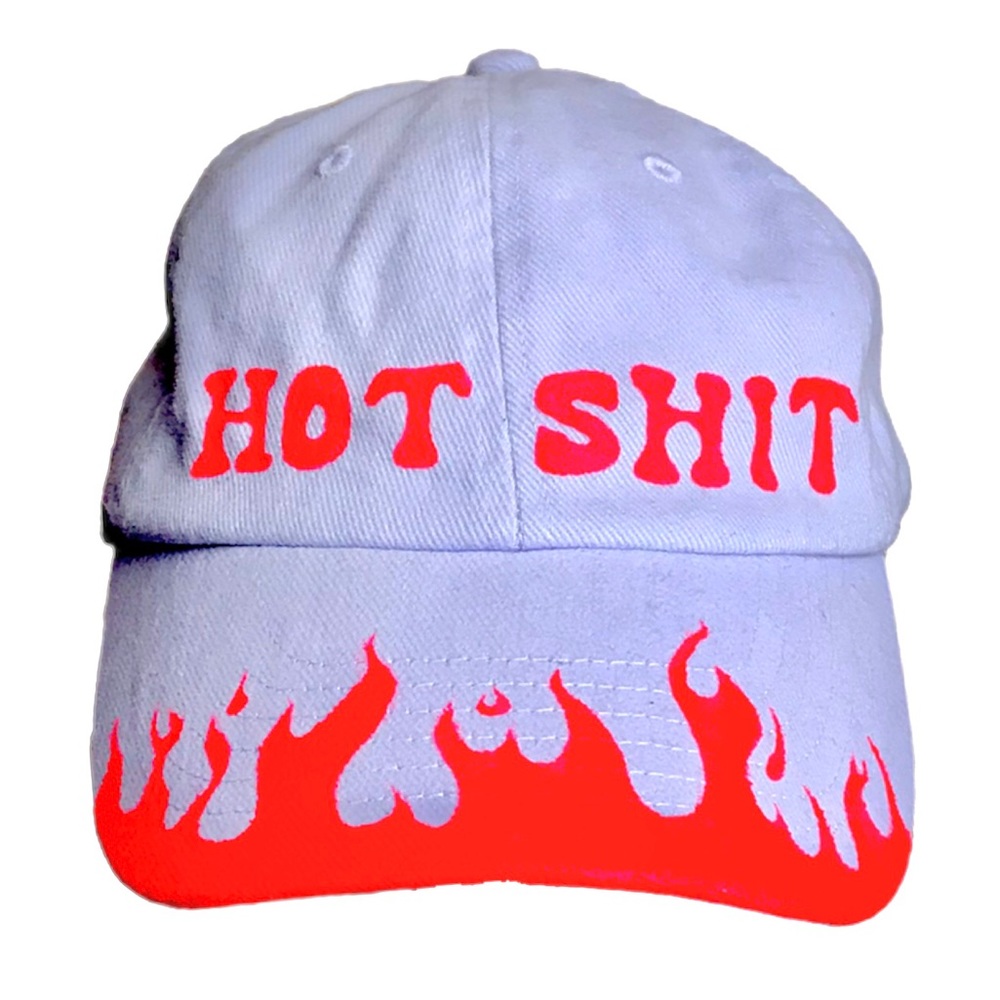 BBC hand painted “hot shit” flames neon hat